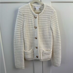 House of Harlow 1960 Cream Knit Cardigan with Gold Buttons